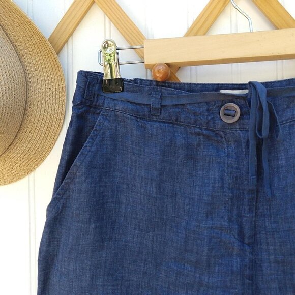 J.Jill Blue 100% Linen Cargo Shorts Size 6P Casual Mid Rise Pockets Women's - Picture 2 of 7